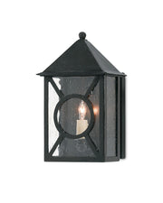 Ripley Small Outdoor Wall Sconce in Midnight / Clear Seeded