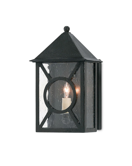 Ripley Small Outdoor Wall Sconce in Midnight / Clear Seeded