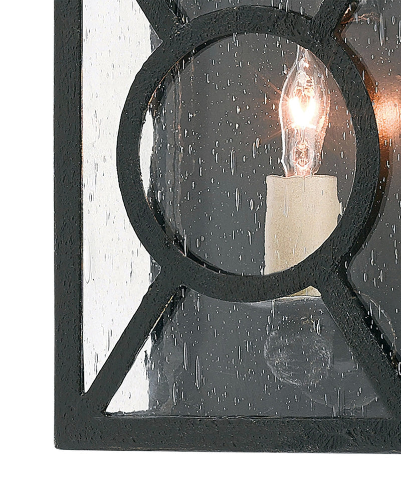 Ripley Small Outdoor Wall Sconce in Midnight / Clear Seeded