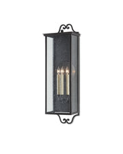 Giatti 3-Light Large Outdoor Wall Sconce in Midnight / Clear Seeded