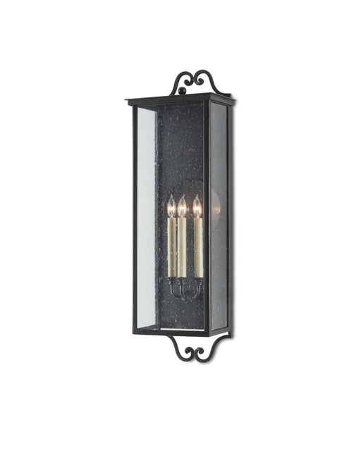 Giatti 3-Light Large Outdoor Wall Sconce in Midnight / Clear Seeded