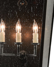 Bening 3-Light Large Outdoor Wall Sconce in Midnight / Clear Seeded