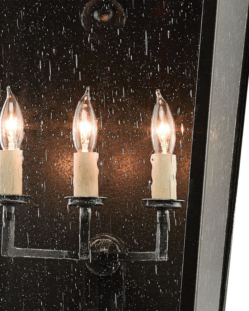 Bening 3-Light Large Outdoor Wall Sconce in Midnight / Clear Seeded