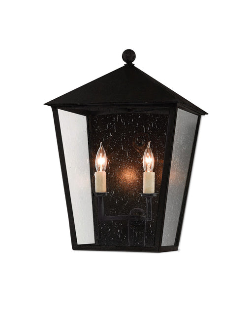 Bening 2-Light Medium Outdoor Wall Sconce in Midnight / Clear Seeded