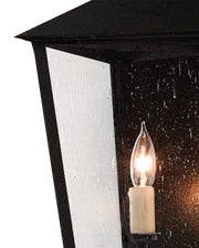Bening 2-Light Medium Outdoor Wall Sconce in Midnight / Clear Seeded