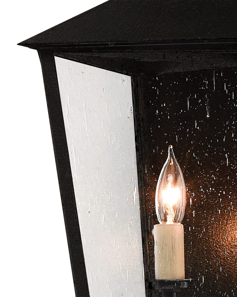 Bening 2-Light Medium Outdoor Wall Sconce in Midnight / Clear Seeded