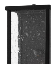 Tanzy Small Outdoor Wall Sconce in Midnight Black / Clear Seeded