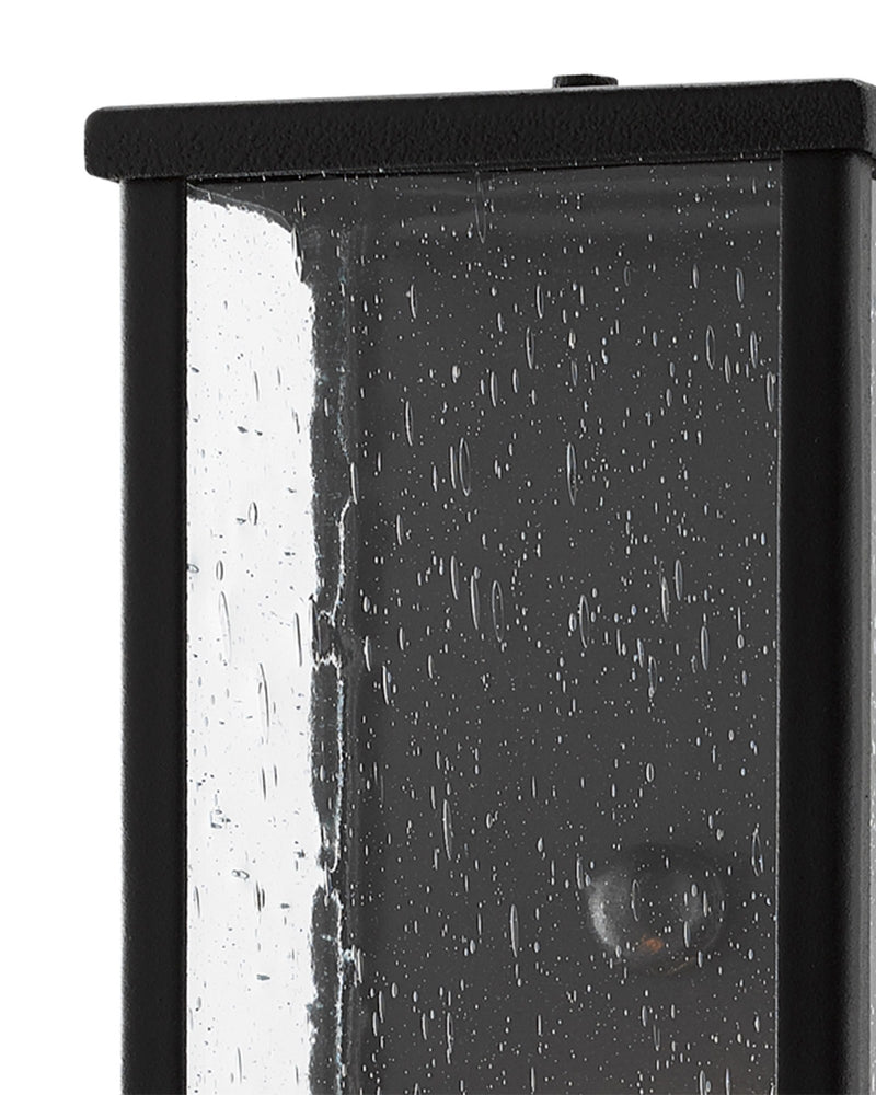 Tanzy Small Outdoor Wall Sconce in Midnight Black / Clear Seeded