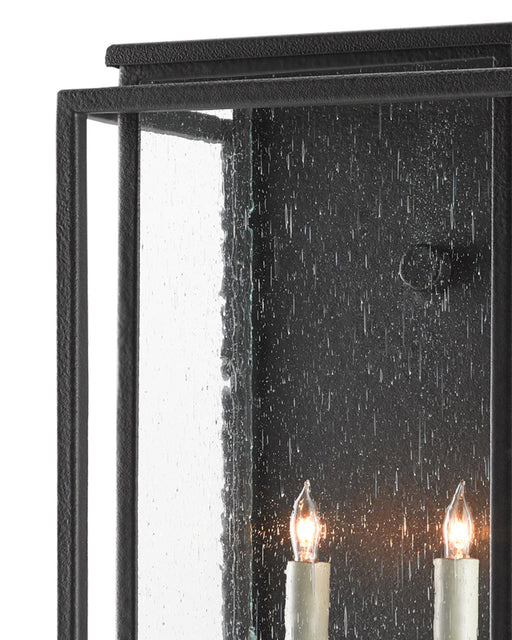 Wright 2-Light Medium Outdoor Wall Sconce in Midnight Black / Clear Seeded