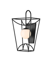 Rochefort Small Outdoor Wall Sconce in Black / Frosted White