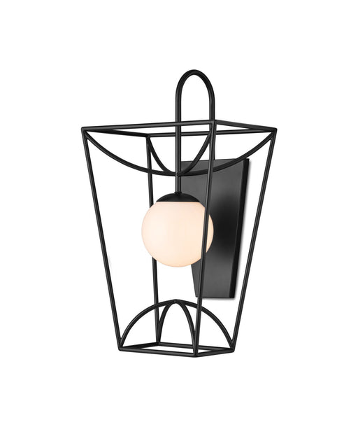 Rochefort Small Outdoor Wall Sconce in Black / Frosted White