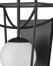 Rochefort Small Outdoor Wall Sconce in Black / Frosted White