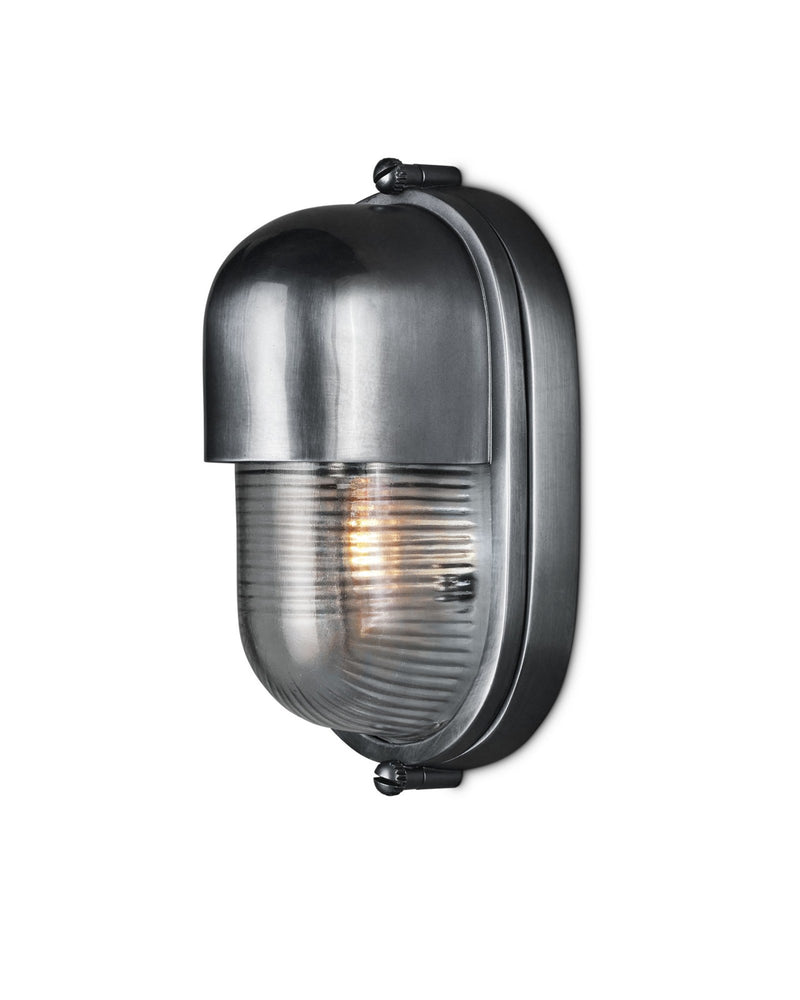 Maritime Outdoor Wall Sconce in Antique Silver / Clear