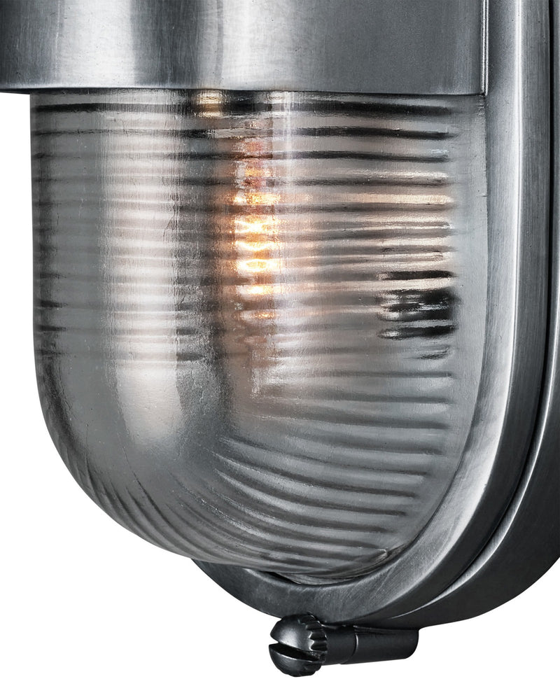 Maritime Outdoor Wall Sconce in Antique Silver / Clear