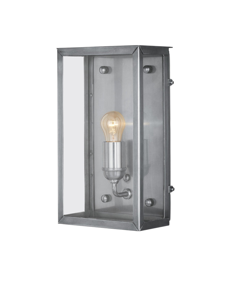 Royster Outdoor Wall Sconce in Antique Silver / Clear