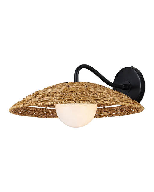 Barbary Outdoor Wall Sconce in Natural / Black / Frosted White