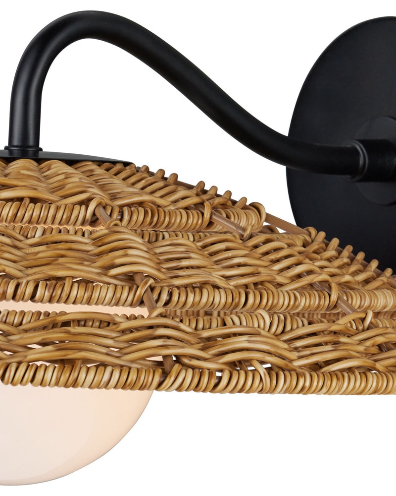 Barbary Outdoor Wall Sconce in Natural / Black / Frosted White
