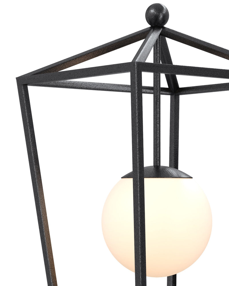 Denison Small Iron Outdoor Wall Sconce in Midnight / Frosted White