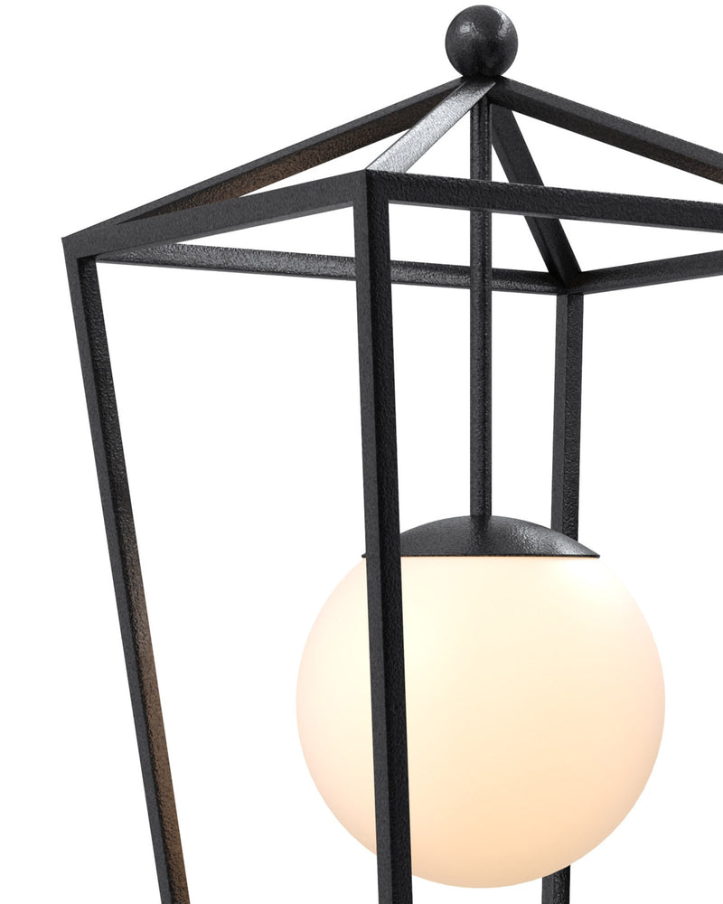 Denison Large Iron Outdoor Wall Sconce in Midnight / Frosted White