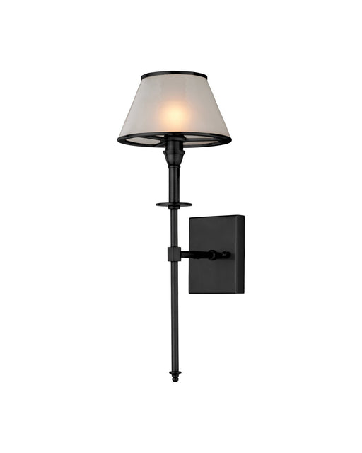 Ronaldo Outdoor Wall Sconce in Matte Black / Frosted