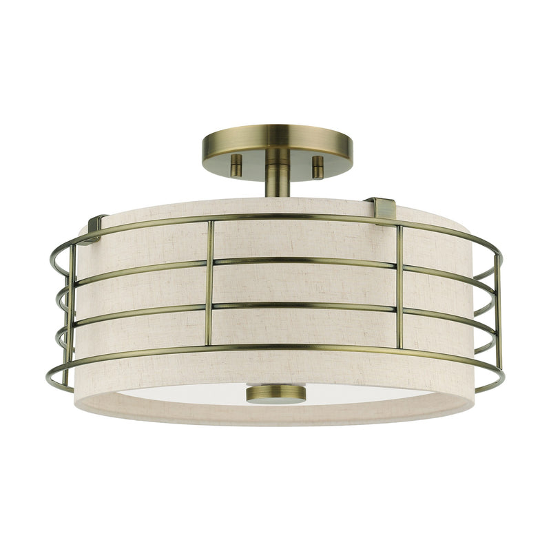 Blanchard 3-Light Large Semi-Flush Mount in Antique Brass