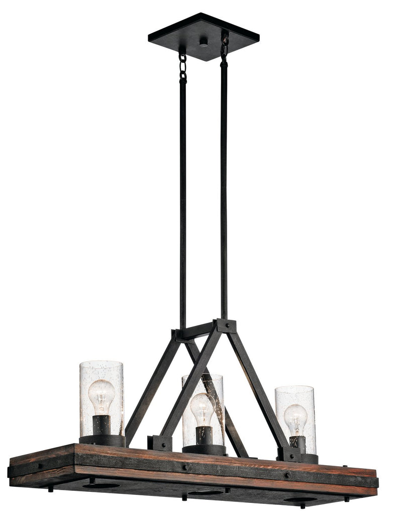 Colerne 3-Light Linear Chandelier in Auburn Stained