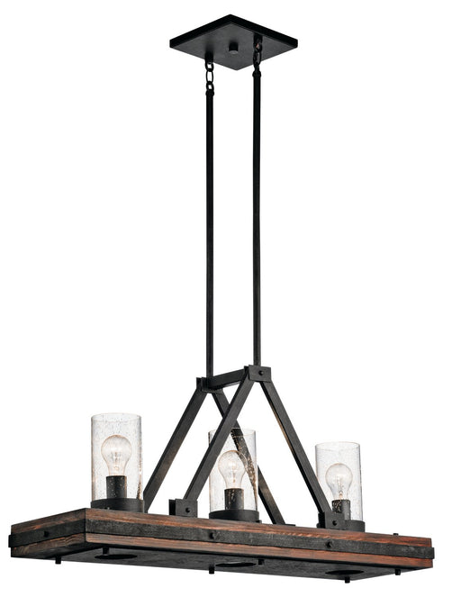 Colerne 3-Light Linear Chandelier in Auburn Stained