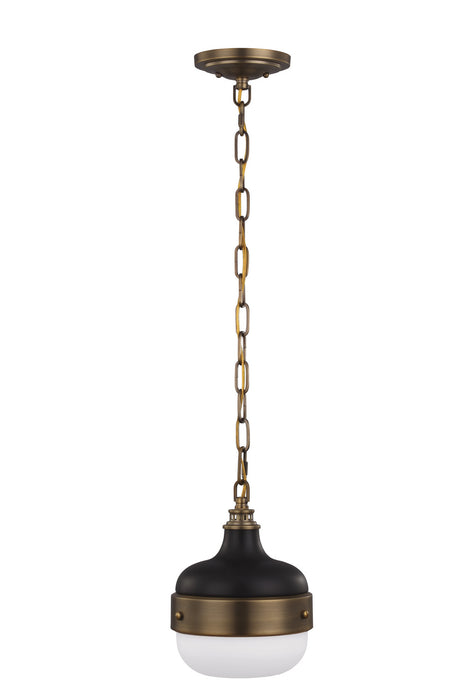 Cadence One Light Pendant in Dark Antique Brass / Matte Black