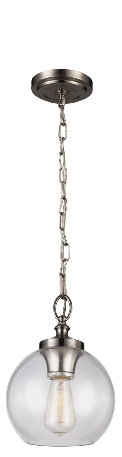 Tabby One Light Pendant in Brushed Steel