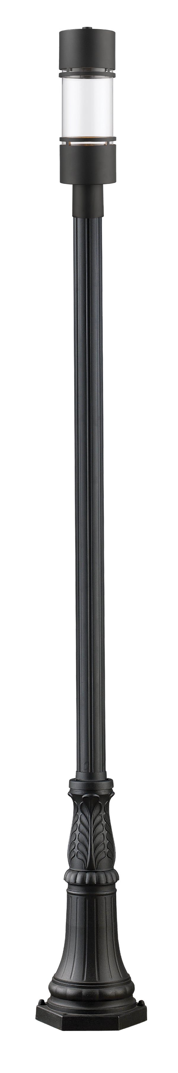 Luminata 1 Light 5.88" Outdoor Post Mount Fixture in Black, 96" Cast Post, 13" Base