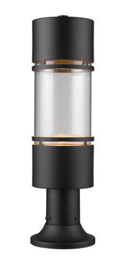 Luminata 1 Light 5.88" Outdoor Post Mount Fixture in Black, Pier Mount, 6.25" Base