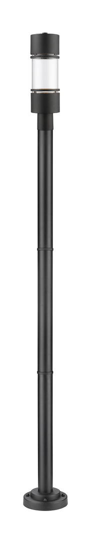 Luminata 1 Light 5.88" Outdoor Post Mount Fixture in Black, 76" Cast Post, 9" Base