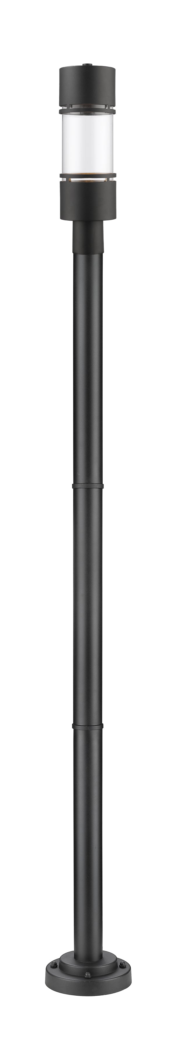 Luminata 1 Light 5.88" Outdoor Post Mount Fixture in Black, 76" Cast Post, 9" Base