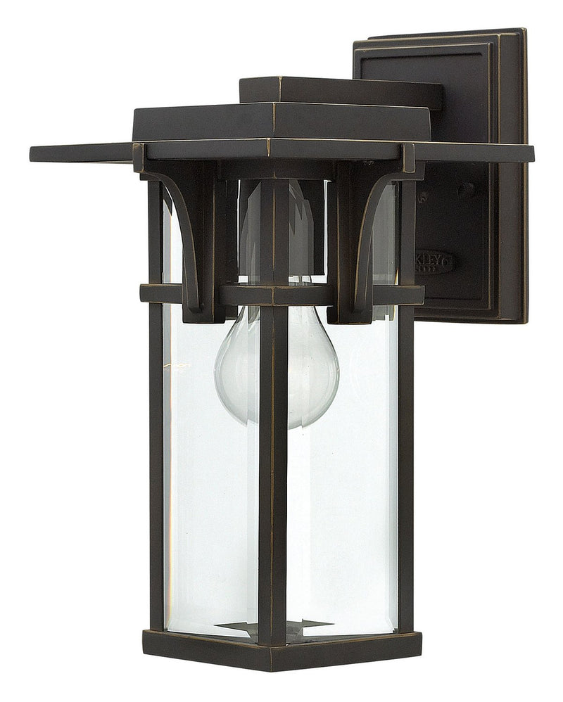 Manhattan Small Outdoor Wall Lantern with Clear Beveled Glass in Oil Rubbed Bronze