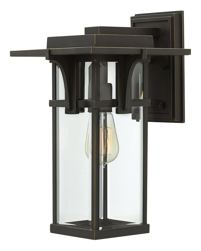 Manhattan Medium Outdoor Wall Lantern with Clear Beveled Glass in Oil Rubbed Bronze
