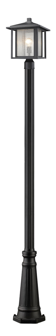 Aspen 1 Light 11" Outdoor Post Mount Fixture in Black, 96" Cast Post, 10" Base