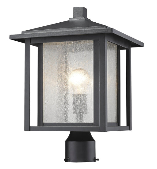 Aspen 1 Light 11" Outdoor Post Mount Fixture in Black, Post Top Only, Round Fitter