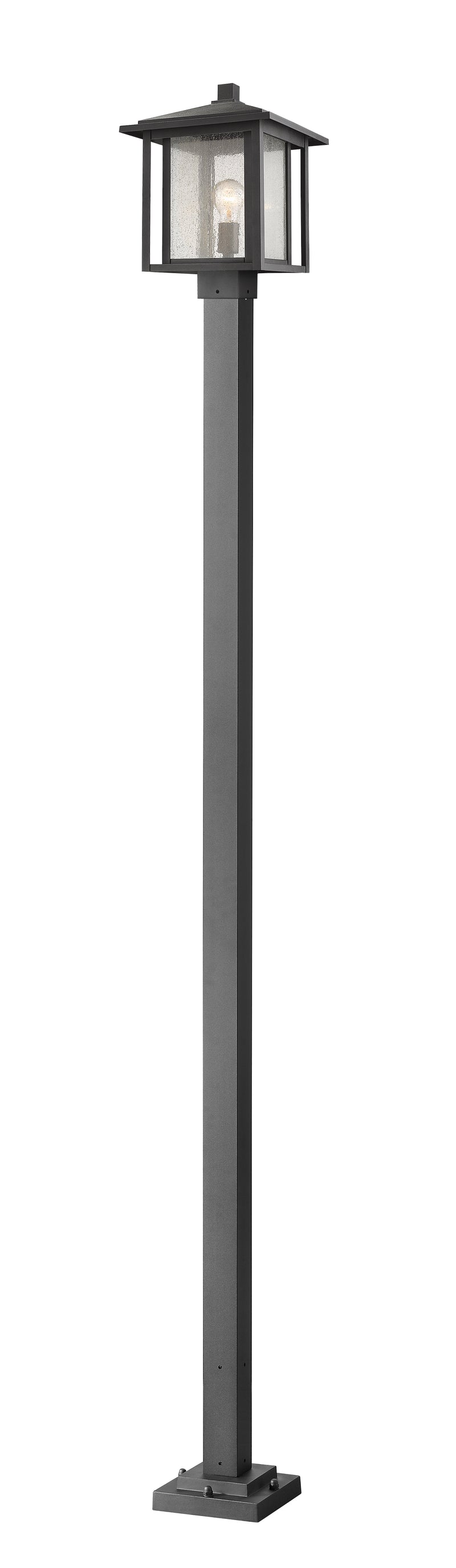 Aspen 1 Light 11" Outdoor Post Mount Fixture in Black, 96" Square Post