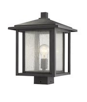 Aspen 1 Light 11" Outdoor Post Mount Fixture in Black, Post Top Only, Square Fitter