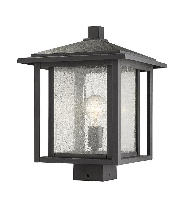 Aspen 1 Light 11" Outdoor Post Mount Fixture in Black, Post Top Only, Square Fitter