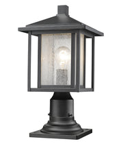 Aspen 1 Light 9" Outdoor Post Mount Fixture in Black, Pier Mount, 6" Base