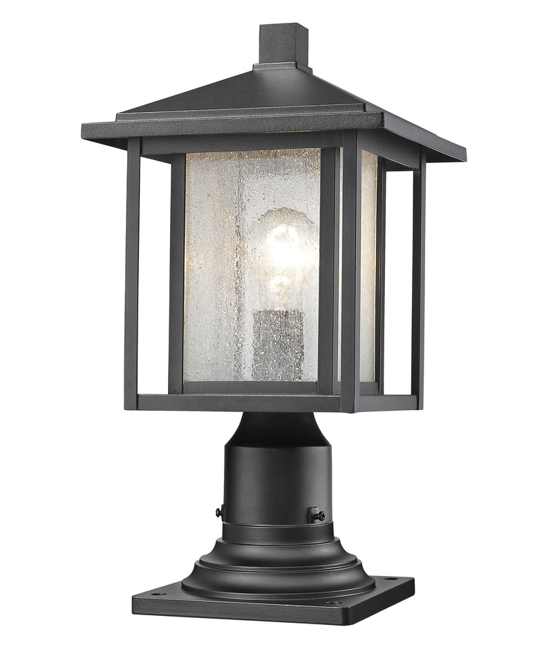 Aspen 1 Light 9" Outdoor Post Mount Fixture in Black, Pier Mount, 6" Base