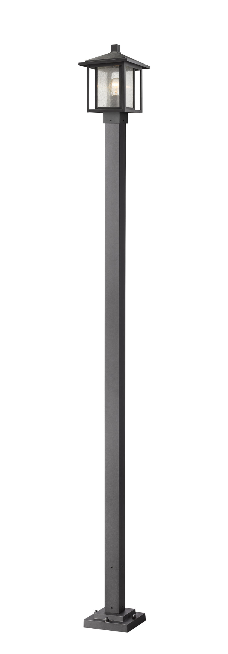 Aspen 1 Light 9" Outdoor Post Mount Fixture in Black, 96" Square Post