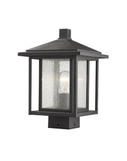 Aspen 1 Light 9" Outdoor Post Mount Fixture in Black, Post Top Only, Square Fitter