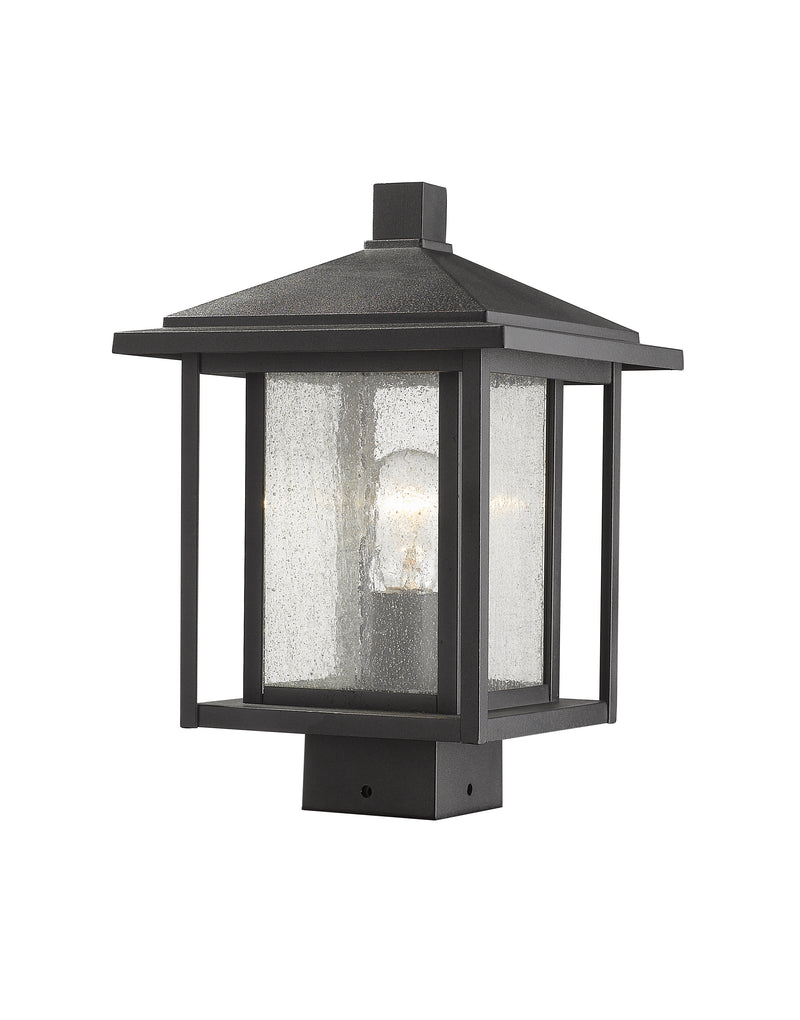 Aspen 1 Light 9" Outdoor Post Mount Fixture in Black, Post Top Only, Square Fitter