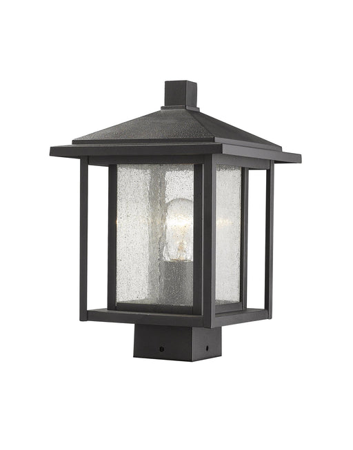Aspen 1 Light 9" Outdoor Post Mount Fixture in Black, Post Top Only, Square Fitter