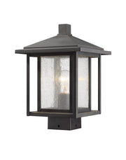 Aspen 1 Light 9" Outdoor Post Mount Fixture in Oil Rubbed Bronze, Post Top Only, Square Fitter