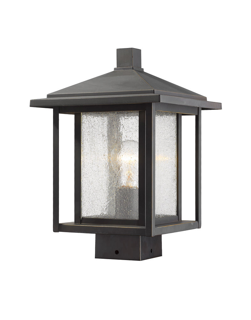 Aspen 1 Light 9" Outdoor Post Mount Fixture in Oil Rubbed Bronze, Post Top Only, Square Fitter