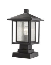 Aspen 1 Light 9" Outdoor Post Mount Fixture in Black, Square Pier Mount