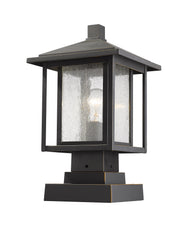 Aspen 1 Light 9" Outdoor Post Mount Fixture in Oil Rubbed Bronze, Square Pier Mount